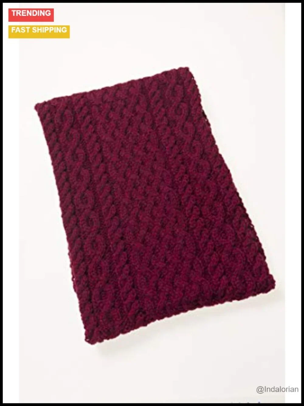 Authentic Aran Knit Wool Scarf Trellis Stitch Cozy Warm Wrap